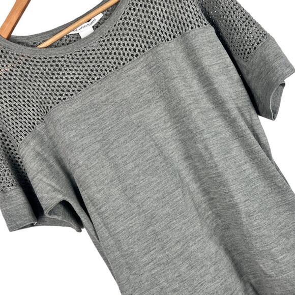 DIANE VON‎ FURSTENBERG Women's P Gray Ivanova Silk Wool Blend Pocket Sweater Top - Picture 1 of 8